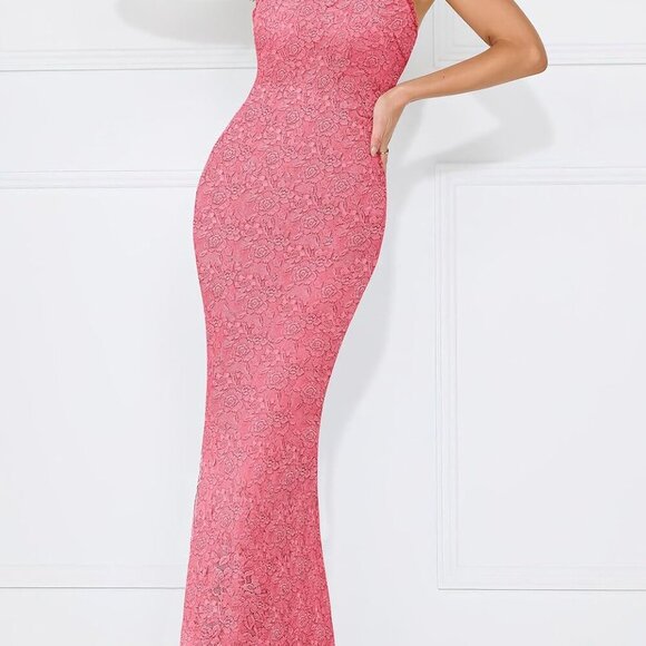 Summer Lace Floral Bodycon Maxi Dress for Women Resort Wedding Elegance - Picture 4 of 5